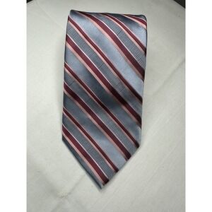 Ike Behar N Y Repp Tie 100% Silk Neck Tie 58" Jacquard NWT Office Pink Silver